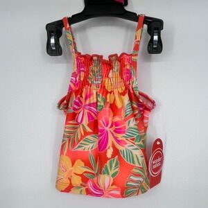 NWT Wonder Nation Tankini Swimsuit Baby Girl 18M Pink Glowstick Tropical Floral